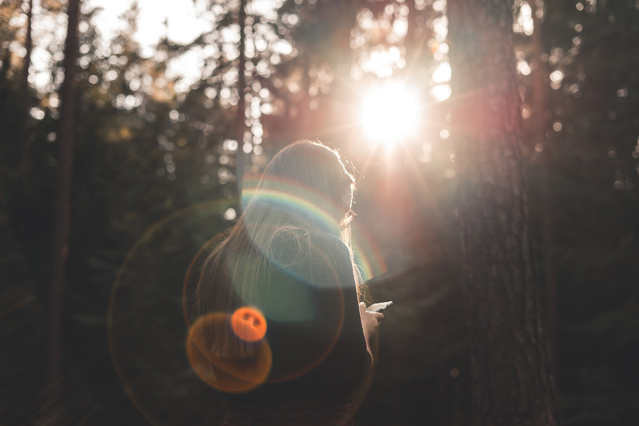 a distracting lens flare in backlit photo