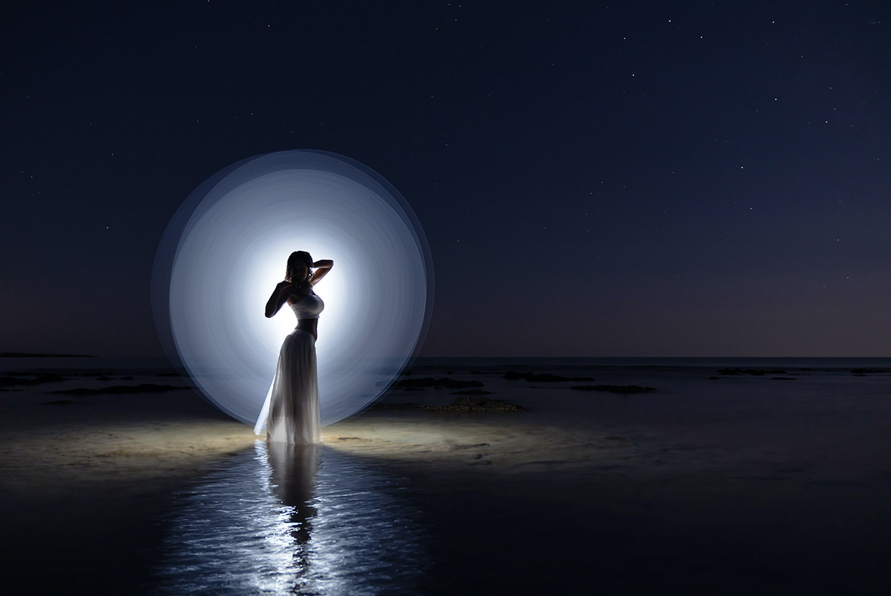 light painting portrait of a woman