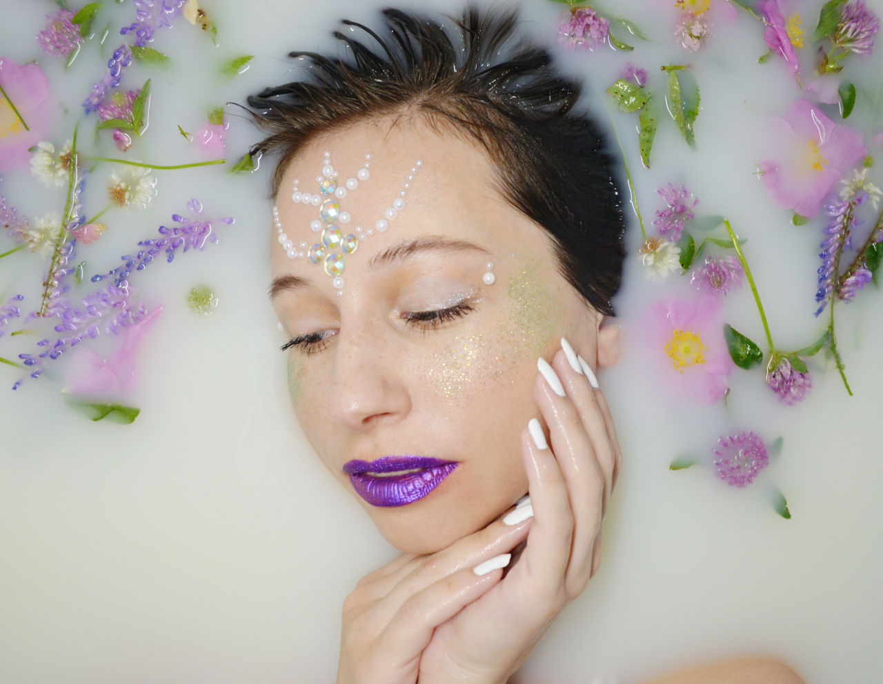 color palette in milk bath photography