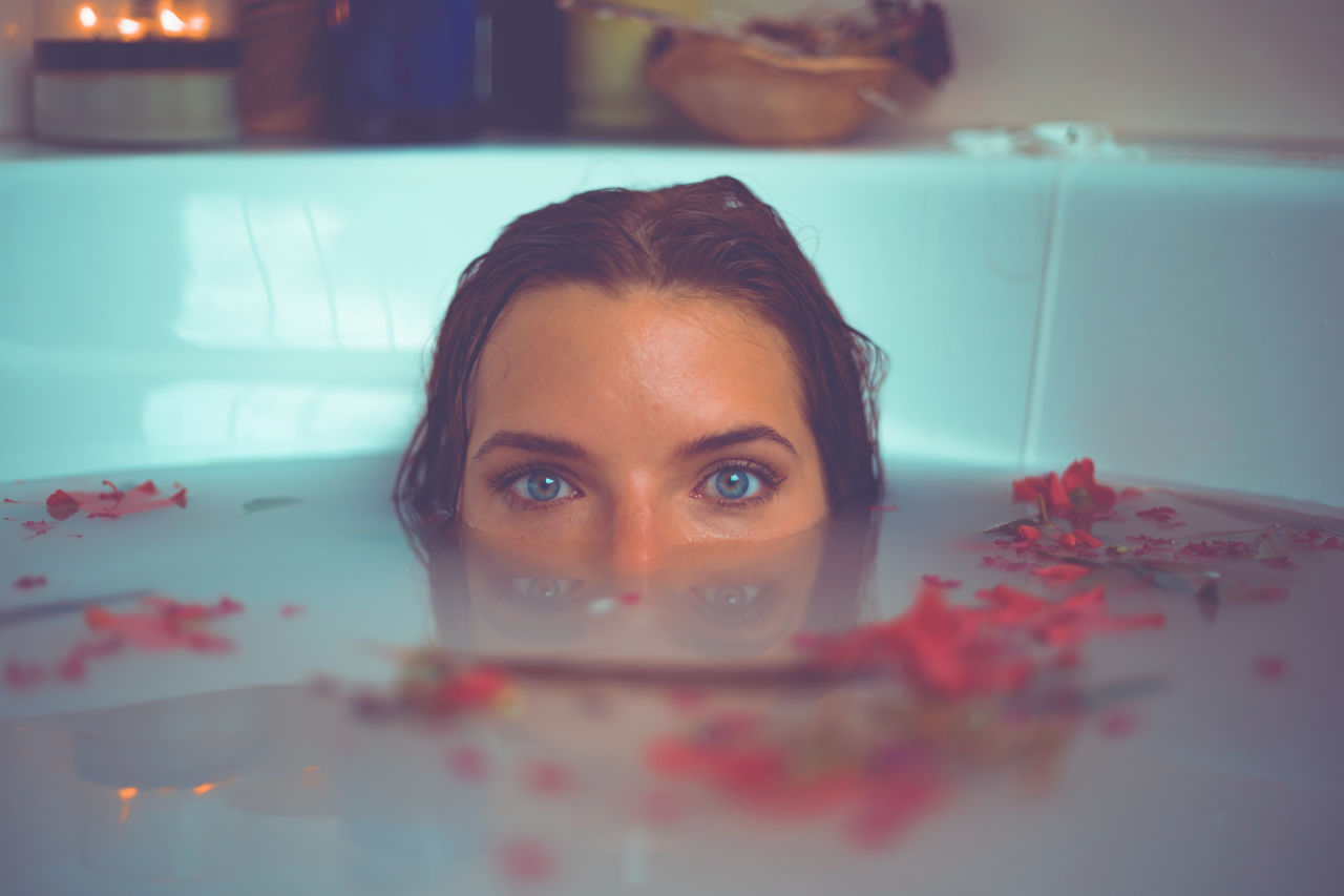 eye level perspective in milk bath photography